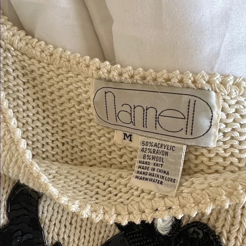 Vintage Nannell Black Cream Sweater Embellishments - Picture 2 of 11